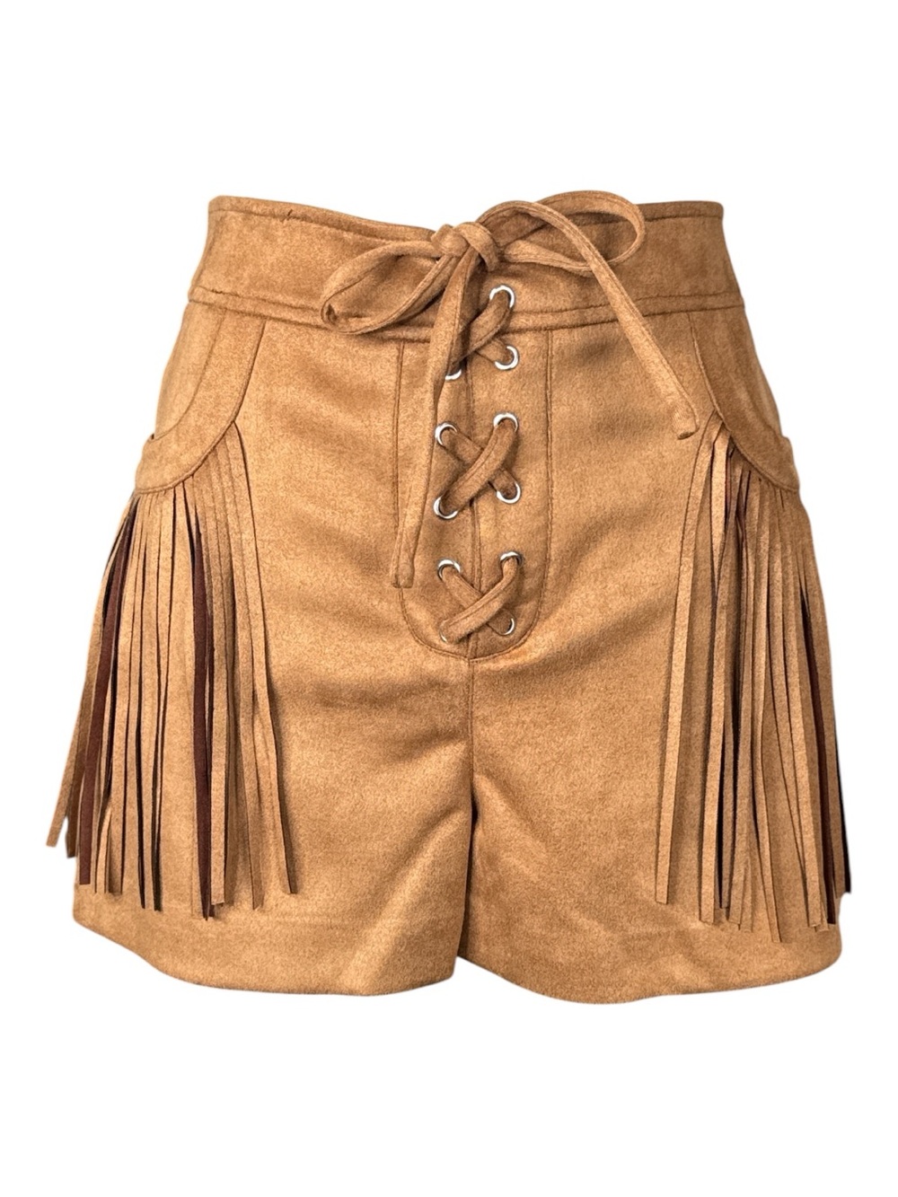 STEVE MADDEN Cheyenne Fringe Detail Faux Suede Shorts - Picture 7 of 15